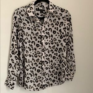 Banana Republic Black and White Notched Collar Blouse